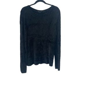 Bella Amore Fuzzy Faux Fur Black Top Made in Italy Ultra Soft Sweater L XL